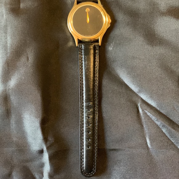 Men’s Gold/Black Movado wrist watch with case - Picture 3 of 8